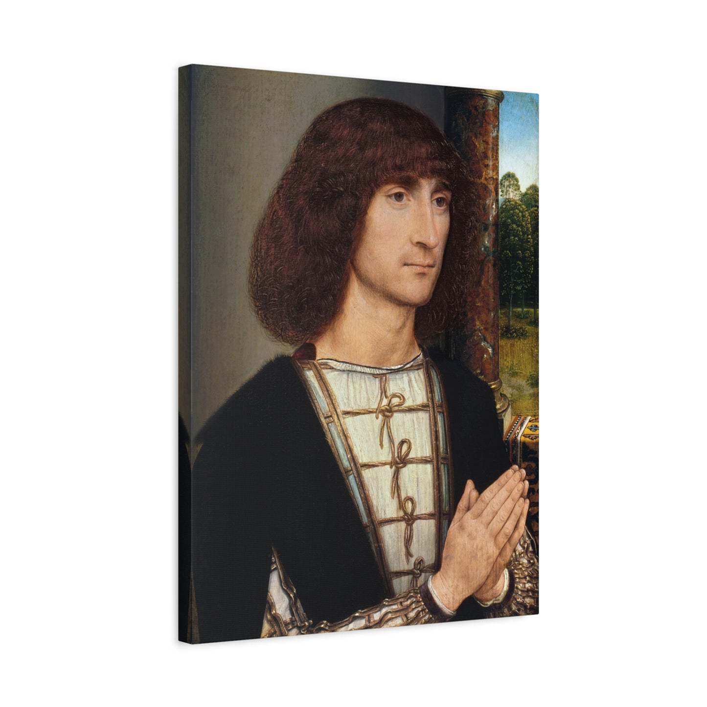 Portrait of a Young Man at Prayer - Hans Memling (c. 1485–1490) - Stretched Canvas Print