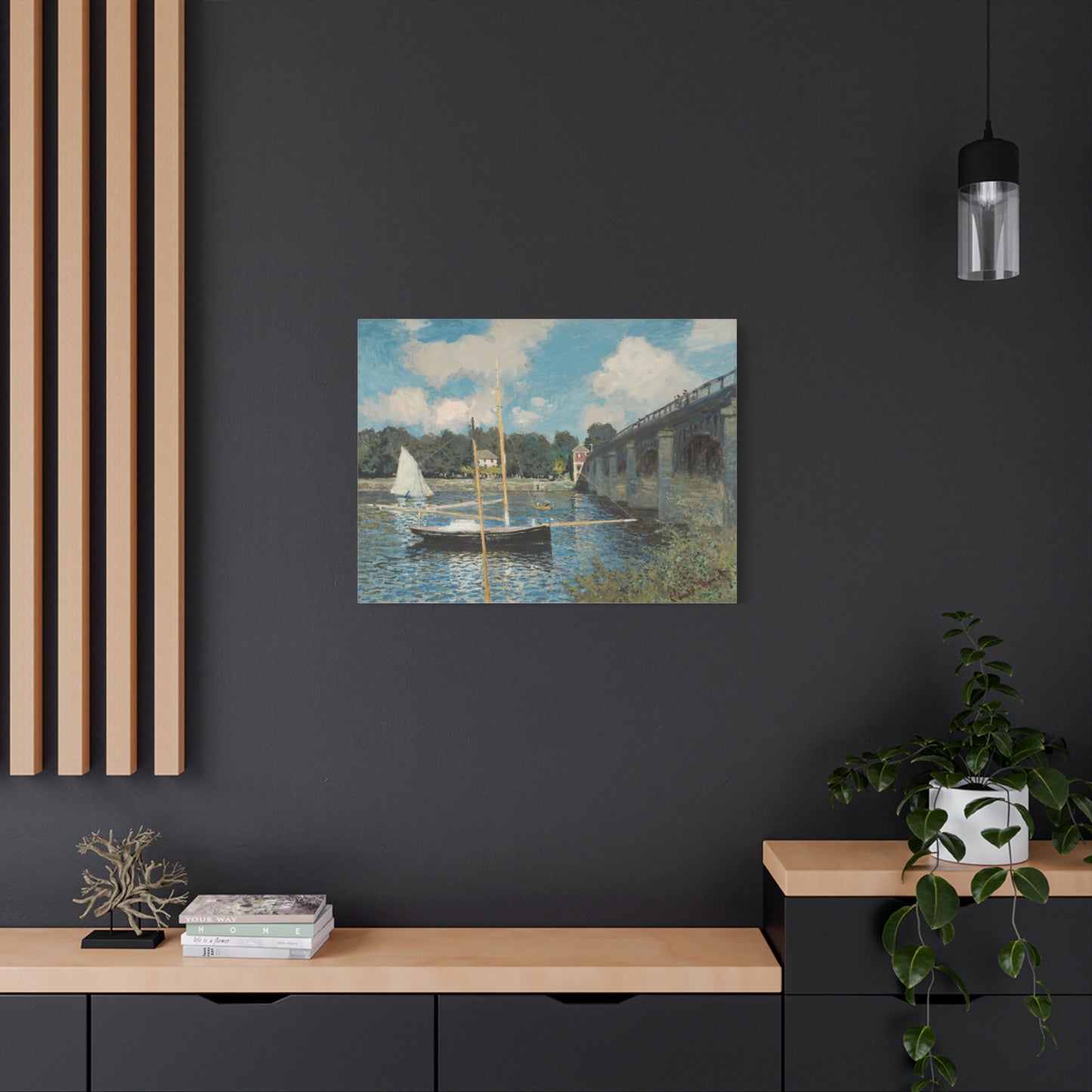 The Bridge at Argenteuil - Claude Monet (1874) - Stretched Canvas Print