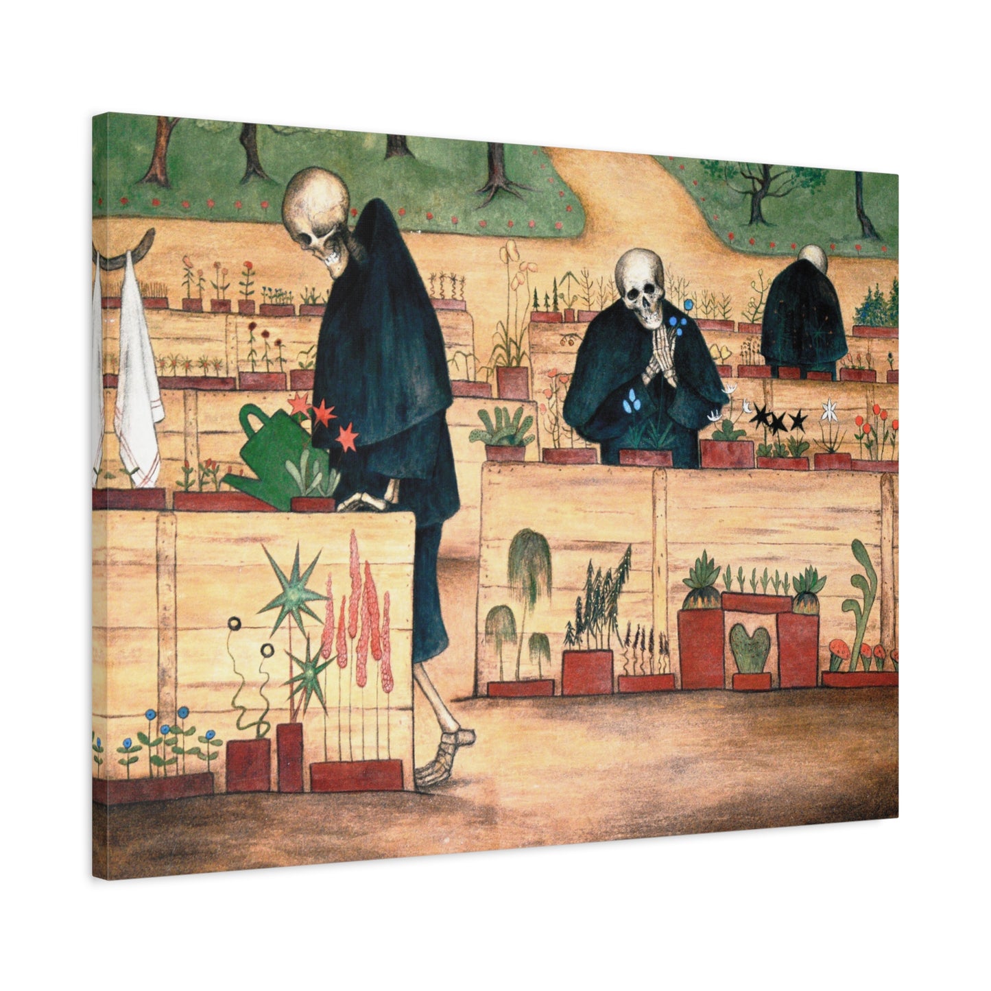Garden of Death fresco at Tampere Cathedral - Hugo Simberg (1906) - Stretched Canvas Print