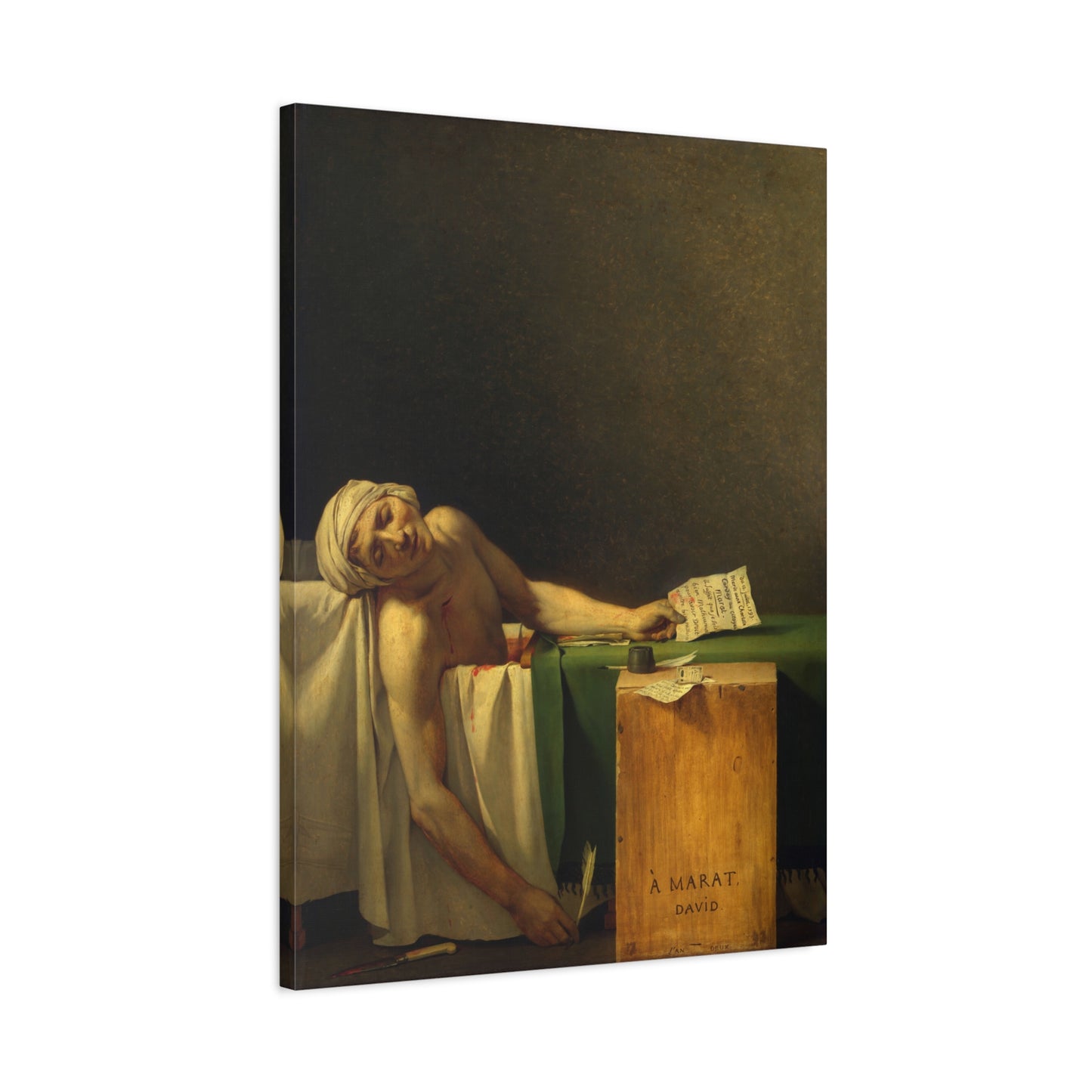 The Death of Marat - Jacques-Louis David (1793) - Stretched Canvas Print