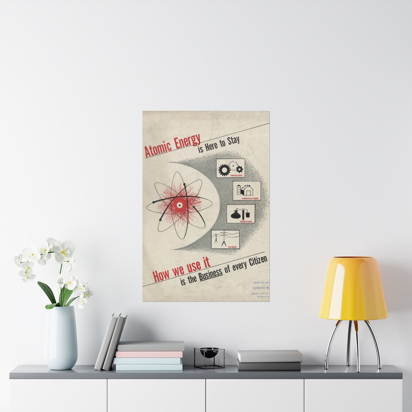 Atomic Energy Is Here to Stay - 1950s Government Educational Art - Wall Poster Print