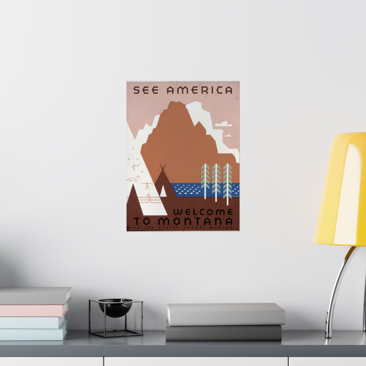 See America - Welcome to Montana WPA Poster - U.S. Travel Bureau - Wall Poster Print