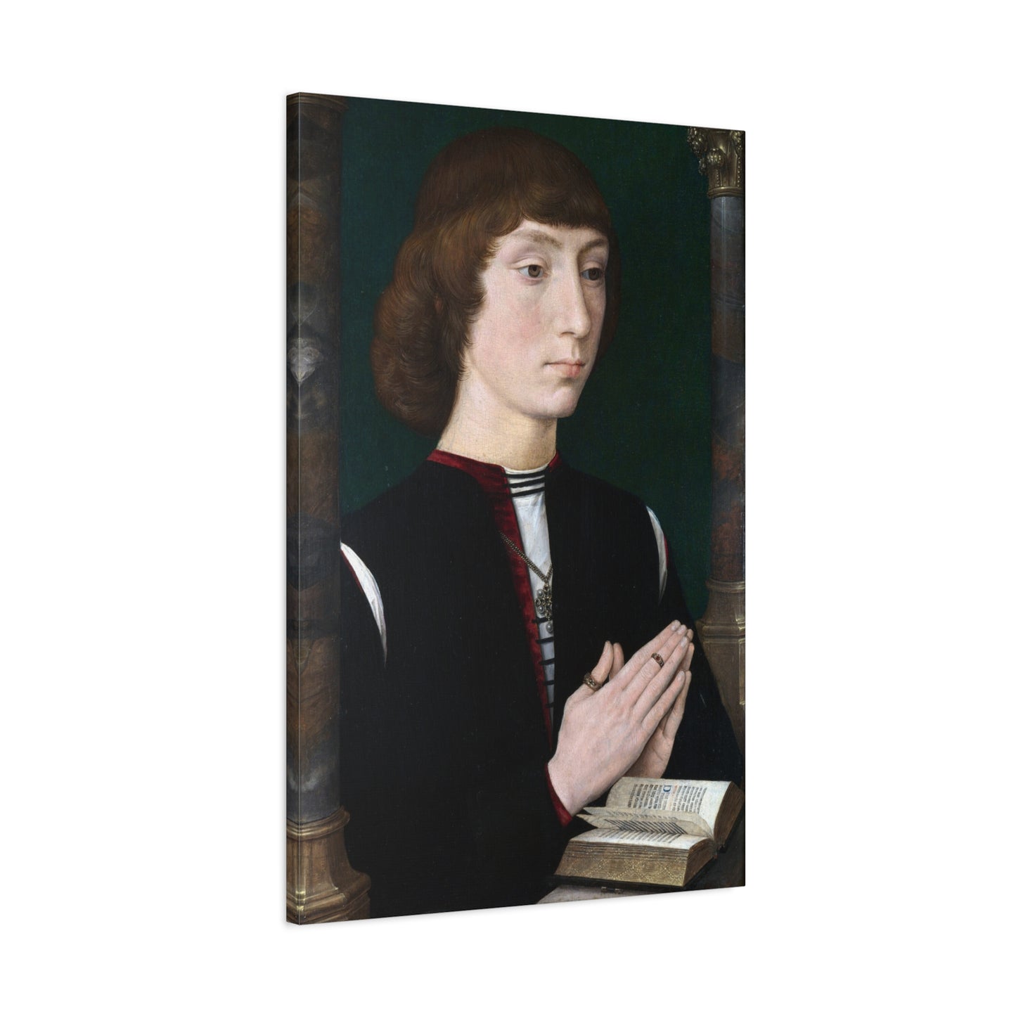 Portrait of a Young Man at Prayer - Hans Memling (c. 1485–1490) - Stretched Canvas Print