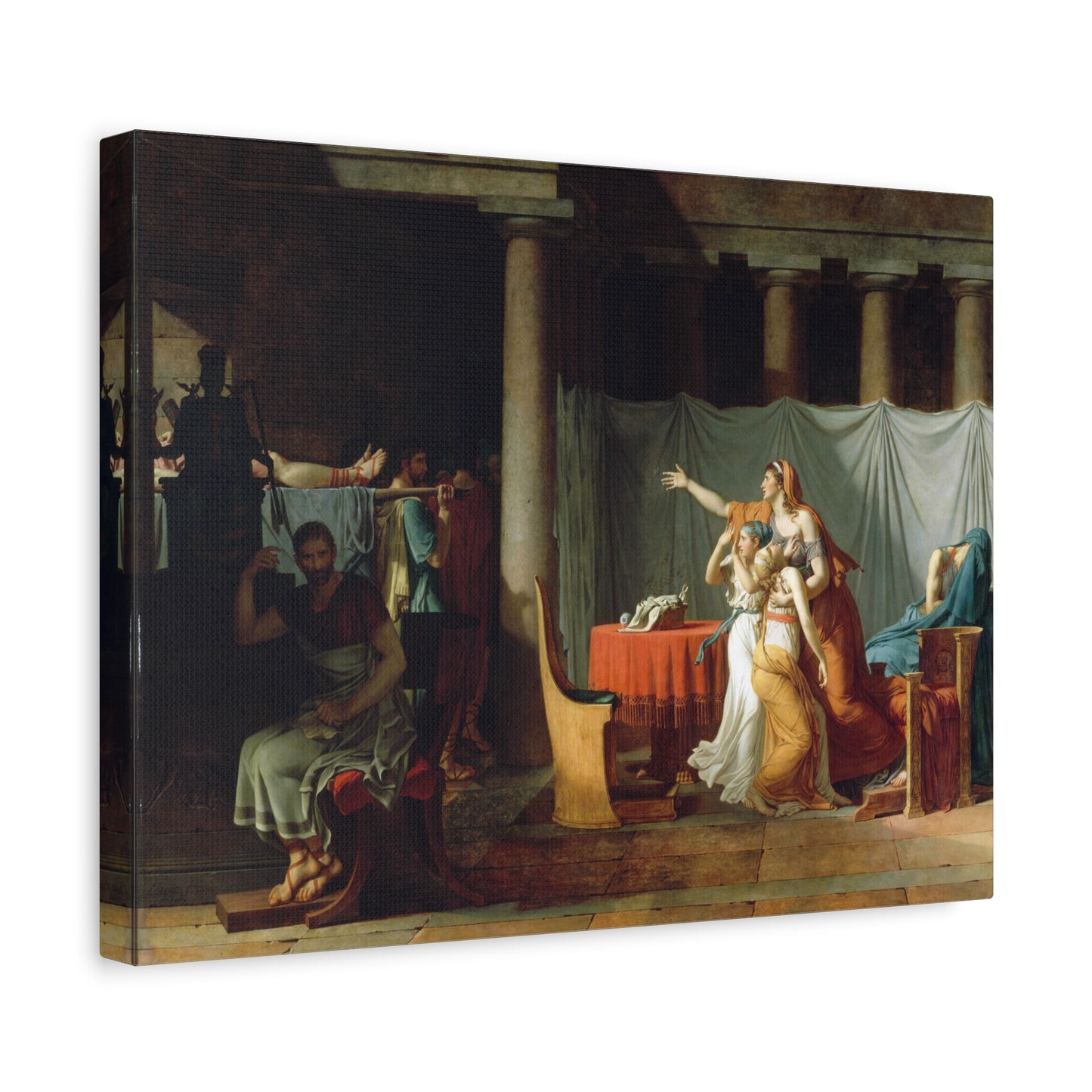 Lictors Bring Brutus the Bodies of His Sons - Jacques-Louis David (1789) - Stretched Canvas Print