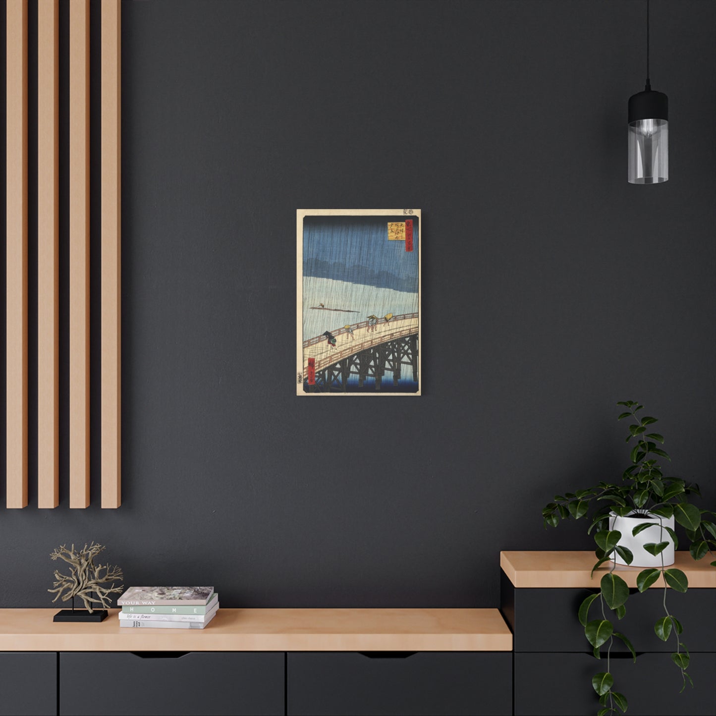 Shower over Shin-Ohashi Bridge (One Hundred Famous Views of Edo) - Utagawa Hiroshige - Stretched Canvas Print