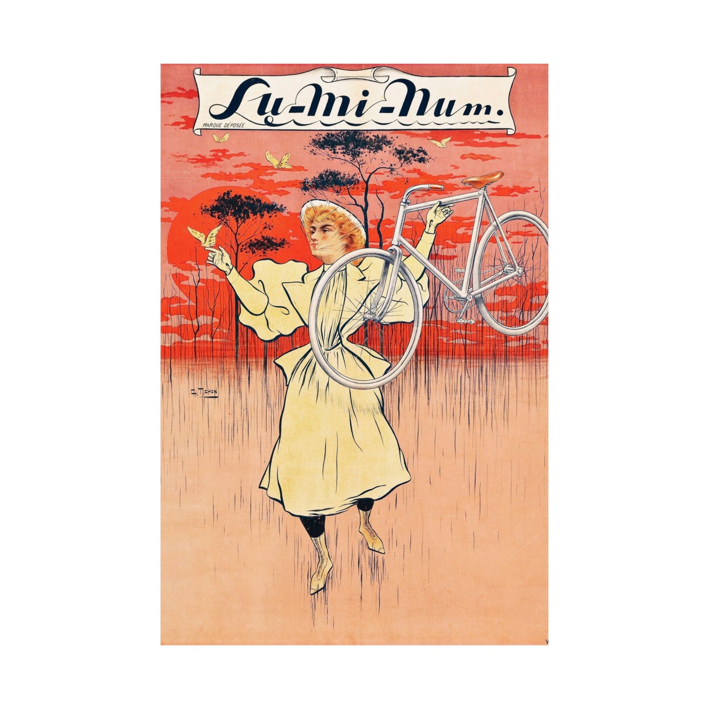 Lu-Mi-Num Bicycle ad - Charles Tichon (c. 1890s) - Wall Poster Print
