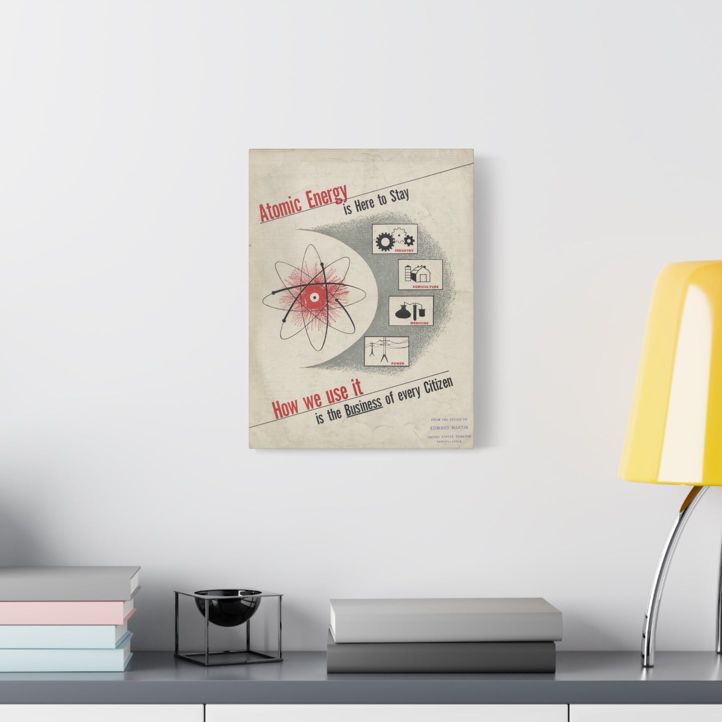 Atomic Energy Is Here to Stay - 1950s Government Educational Art - Stretched Canvas Print