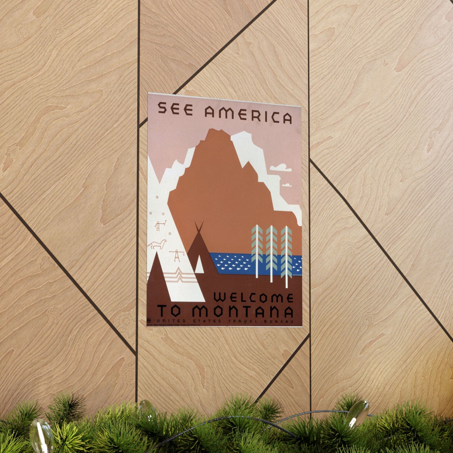 See America - Welcome to Montana WPA Poster - U.S. Travel Bureau - Wall Poster Print