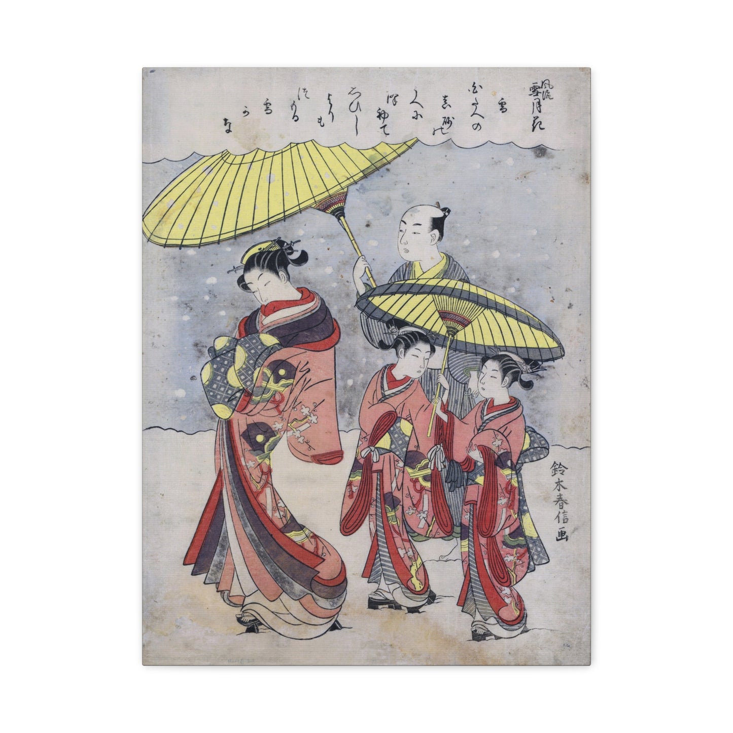 Yuki (Snow) - Suzuki Harunobu (1767) - Stretched Canvas Print