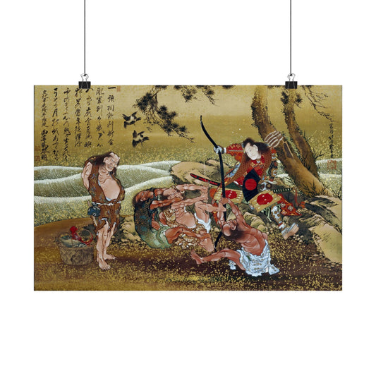 Tametomo and Inhabitants of Onoshima Island - Katsushika Hokusai - Wall Poster Print