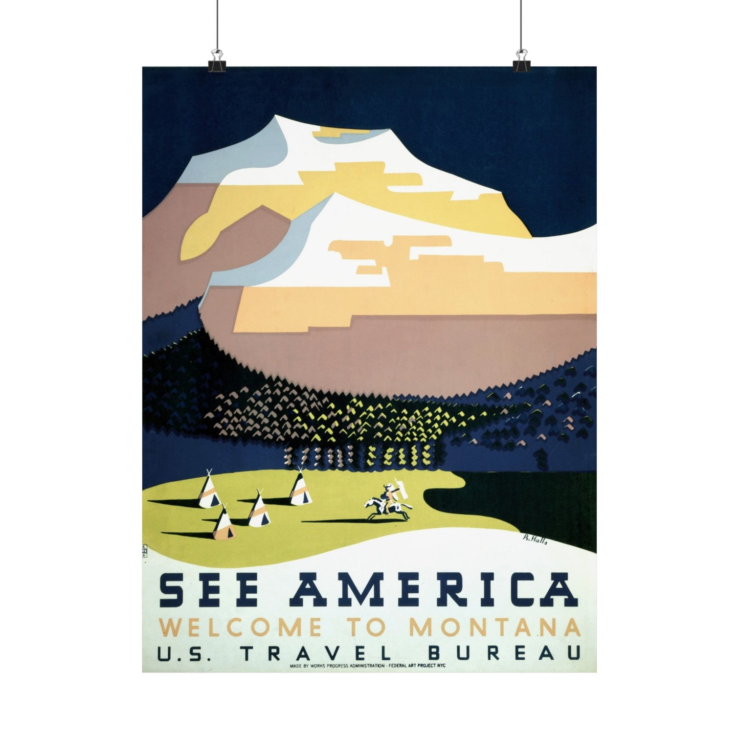 See America - Welcome to Montana WPA Poster - U.S. Travel Bureau (c. 1930s) - Wall Poster Print