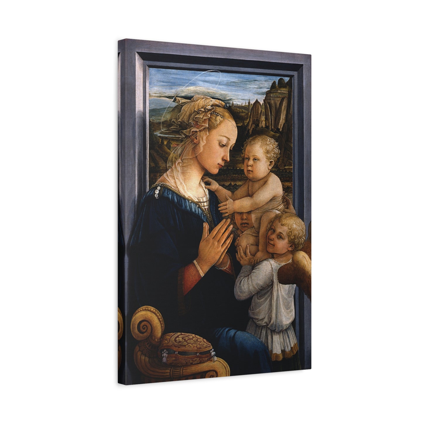Madonna and Child with Two Angels - Fra Filippo Lippi (c. 1465) - Stretched Canvas Print