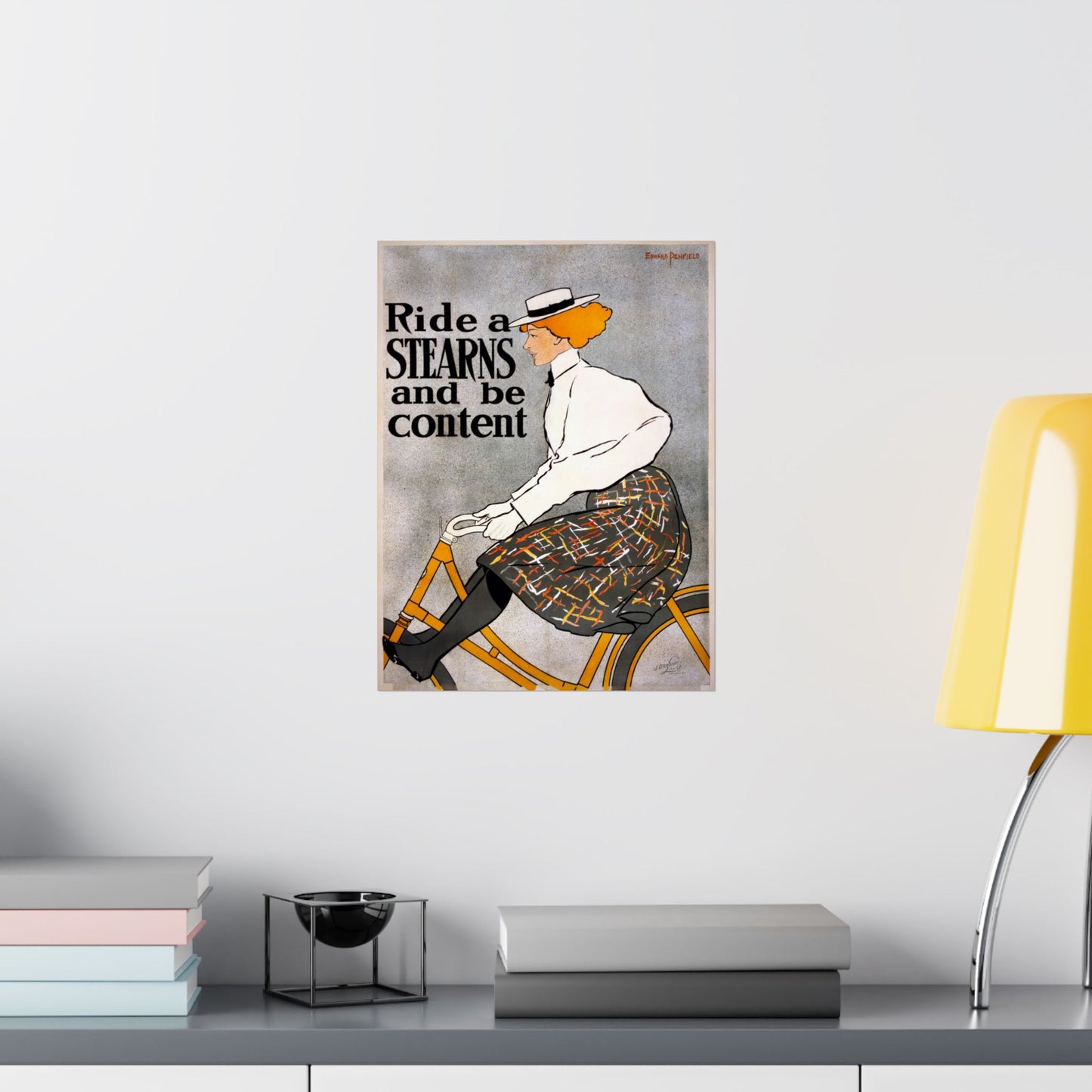 Ride a Stearns and Be Content ad - Edward Penfield (1896) - Wall Poster Print