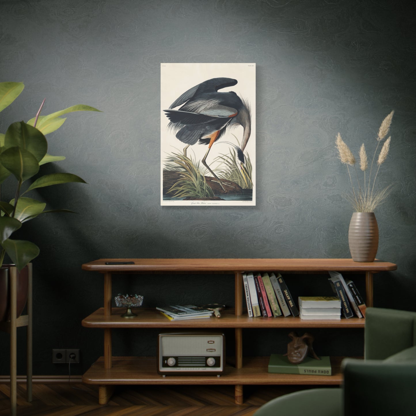 Great Blue Heron (Birds of America) - John James Audubon - Stretched Canvas Print