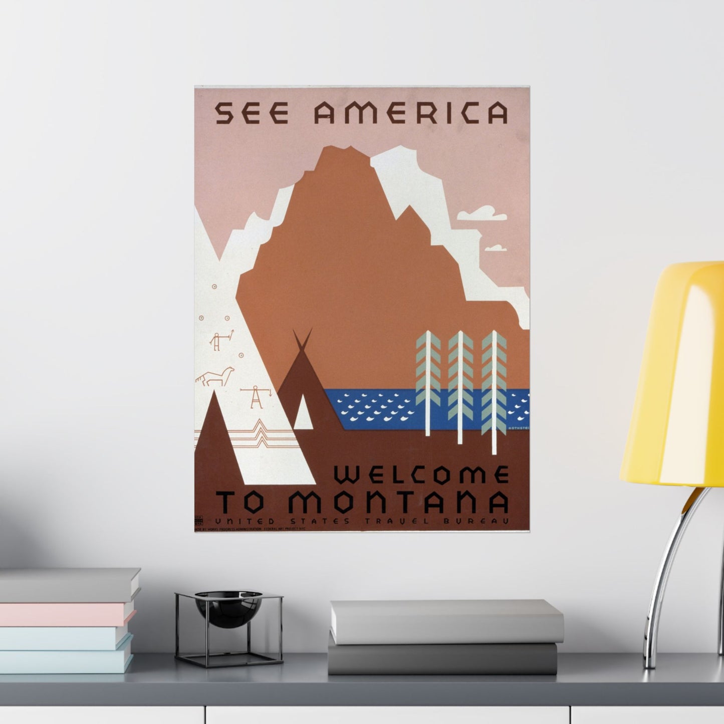 See America - Welcome to Montana WPA Poster - U.S. Travel Bureau - Wall Poster Print
