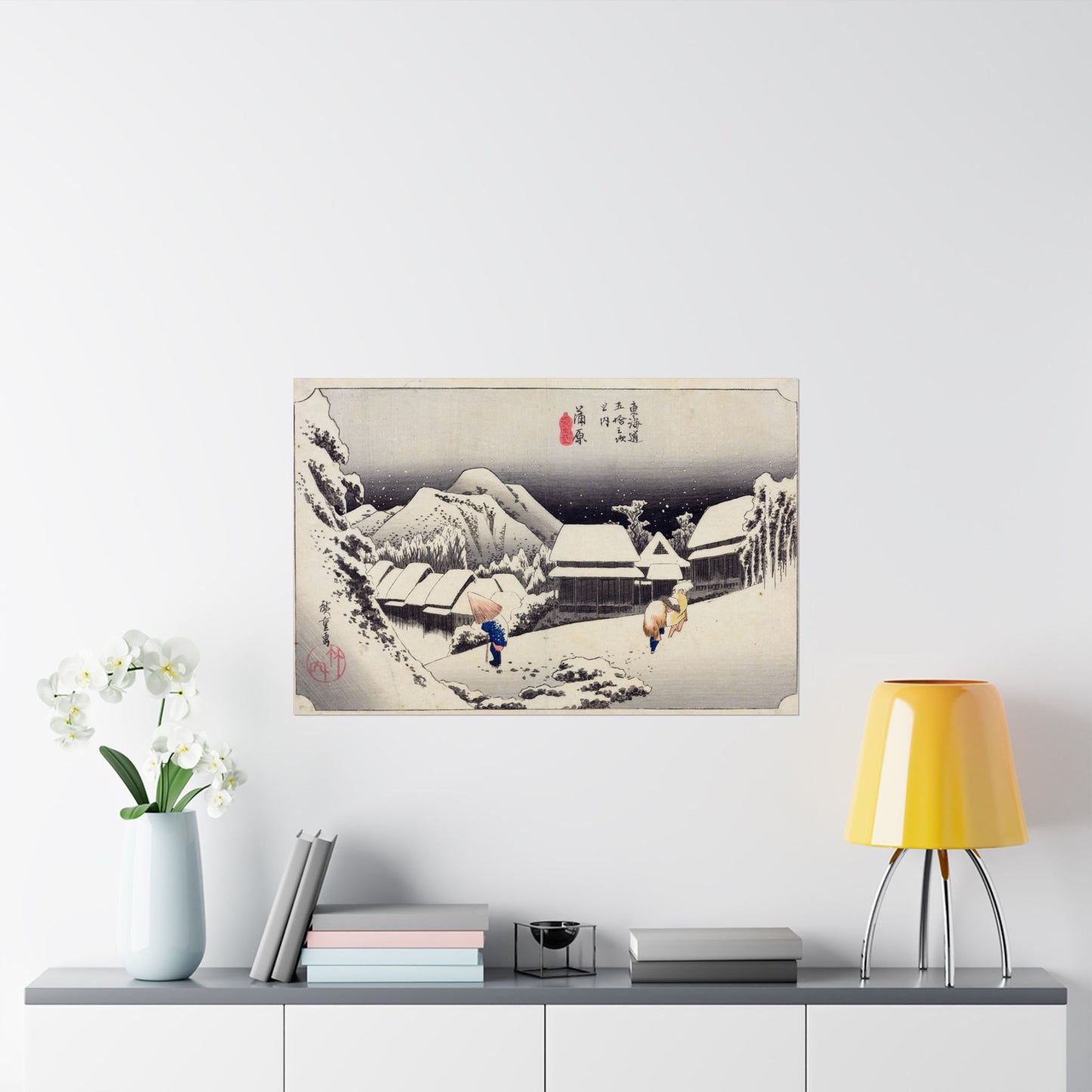 Night Snow at Kambara (Fifty-three Stations of the Tōkaidō) - Utagawa Hiroshige - Wall Poster Print