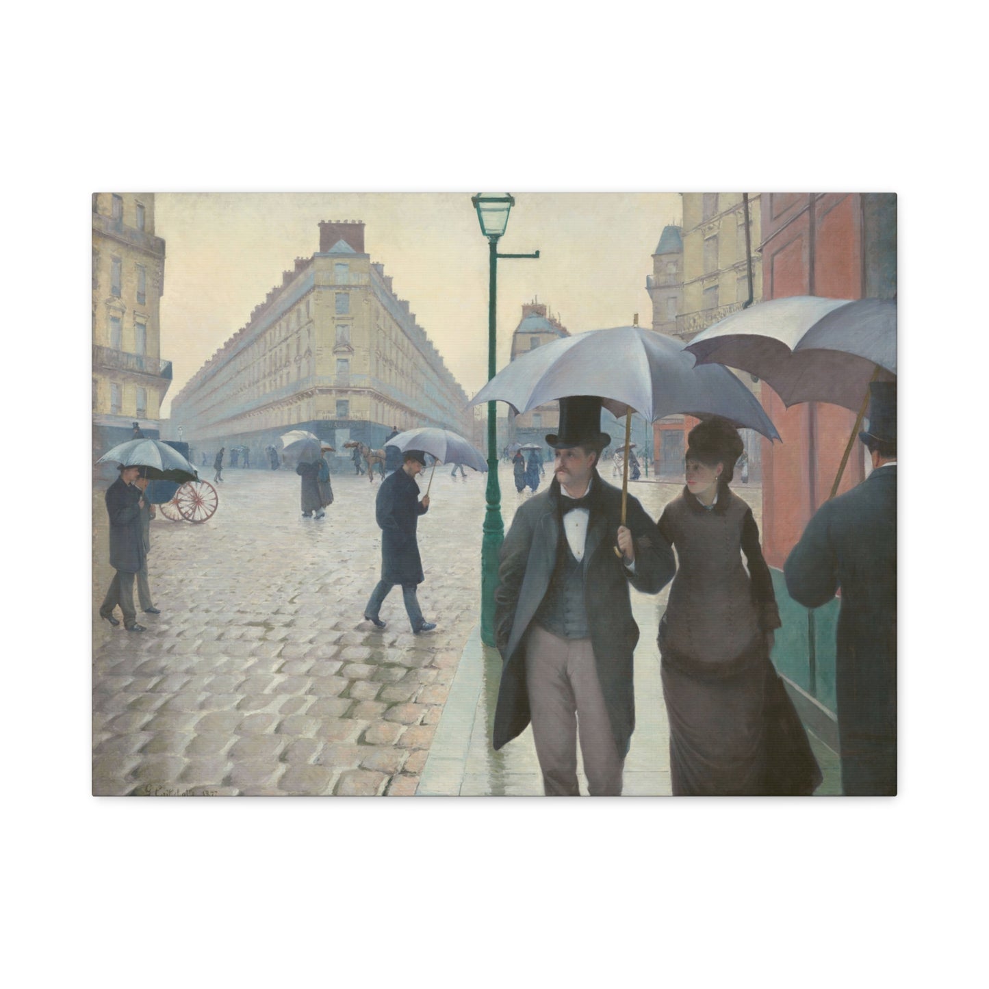 Rue de Paris, temps de pluie (Paris Street in Rainy Weather) - Gustave Caillebotte (1877) - Stretched Canvas Print