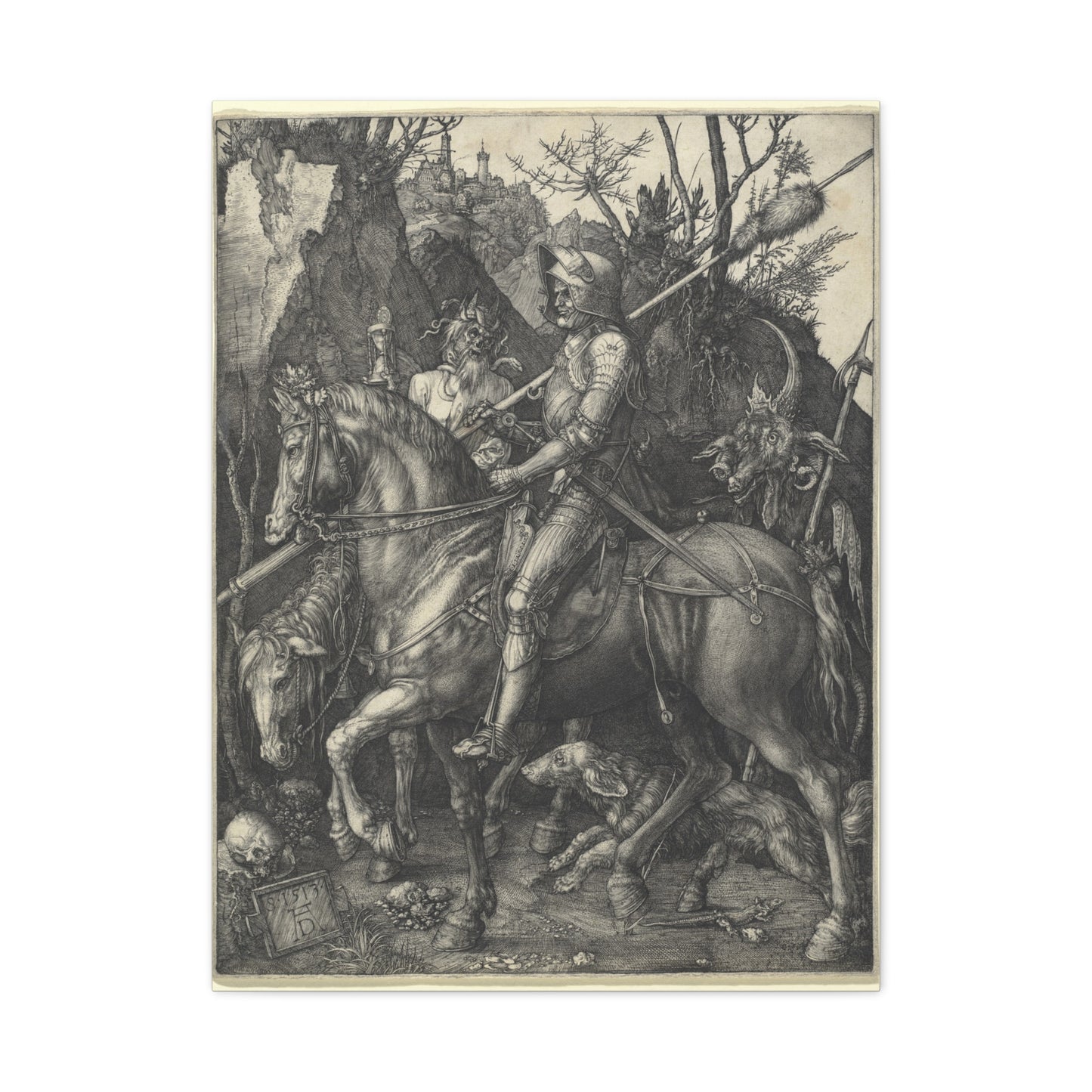 Knight, Death, and the Devil - Albrecht Dürer (1513) - Stretched Canvas Print