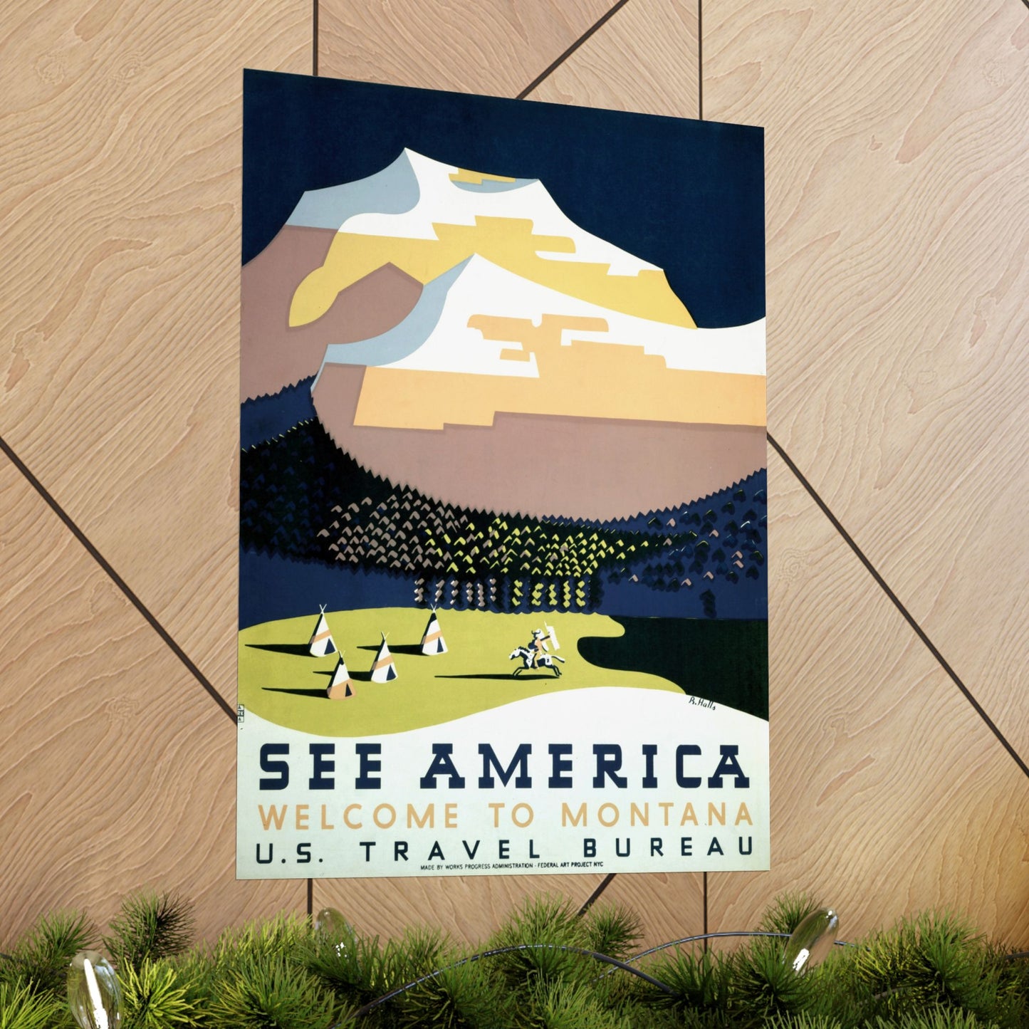 See America - Welcome to Montana WPA Poster - U.S. Travel Bureau (c. 1930s) - Wall Poster Print