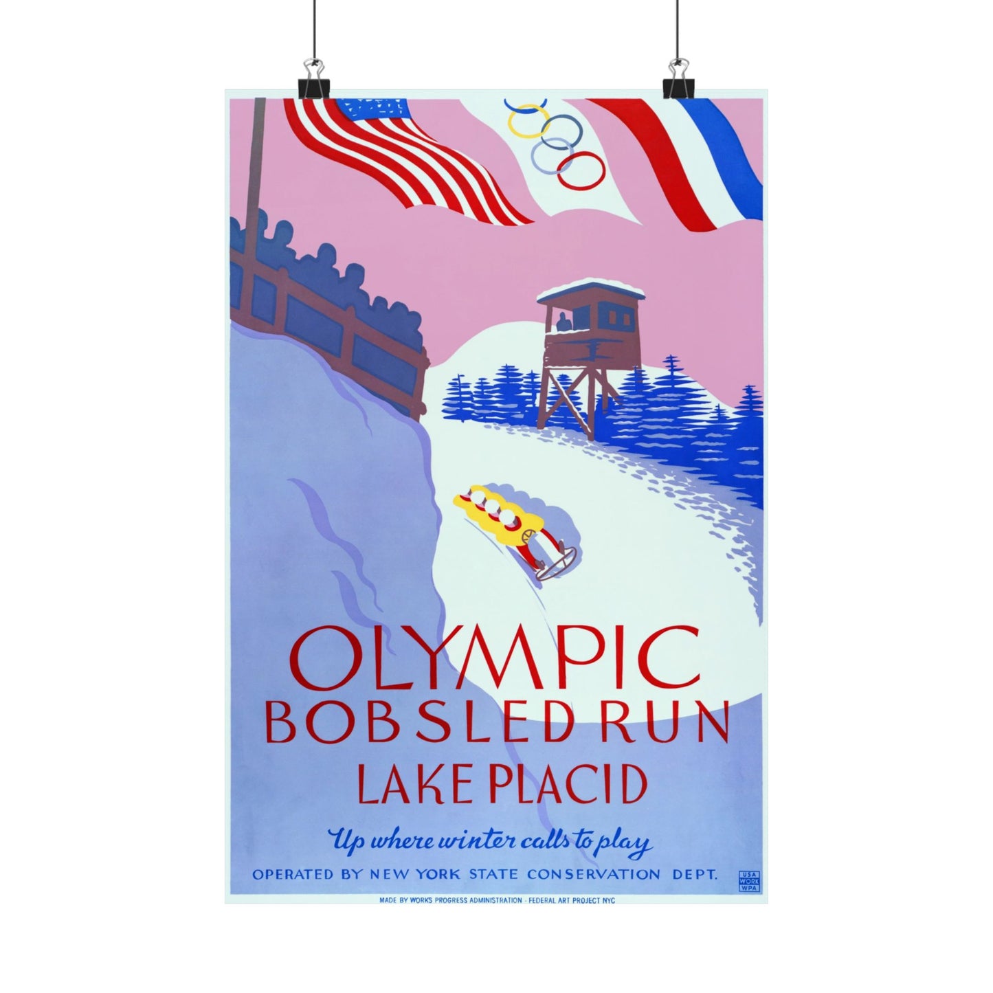 Lake Placid Olympic Bobsled Run - WPA poster (c. 1937) - Wall Poster Print