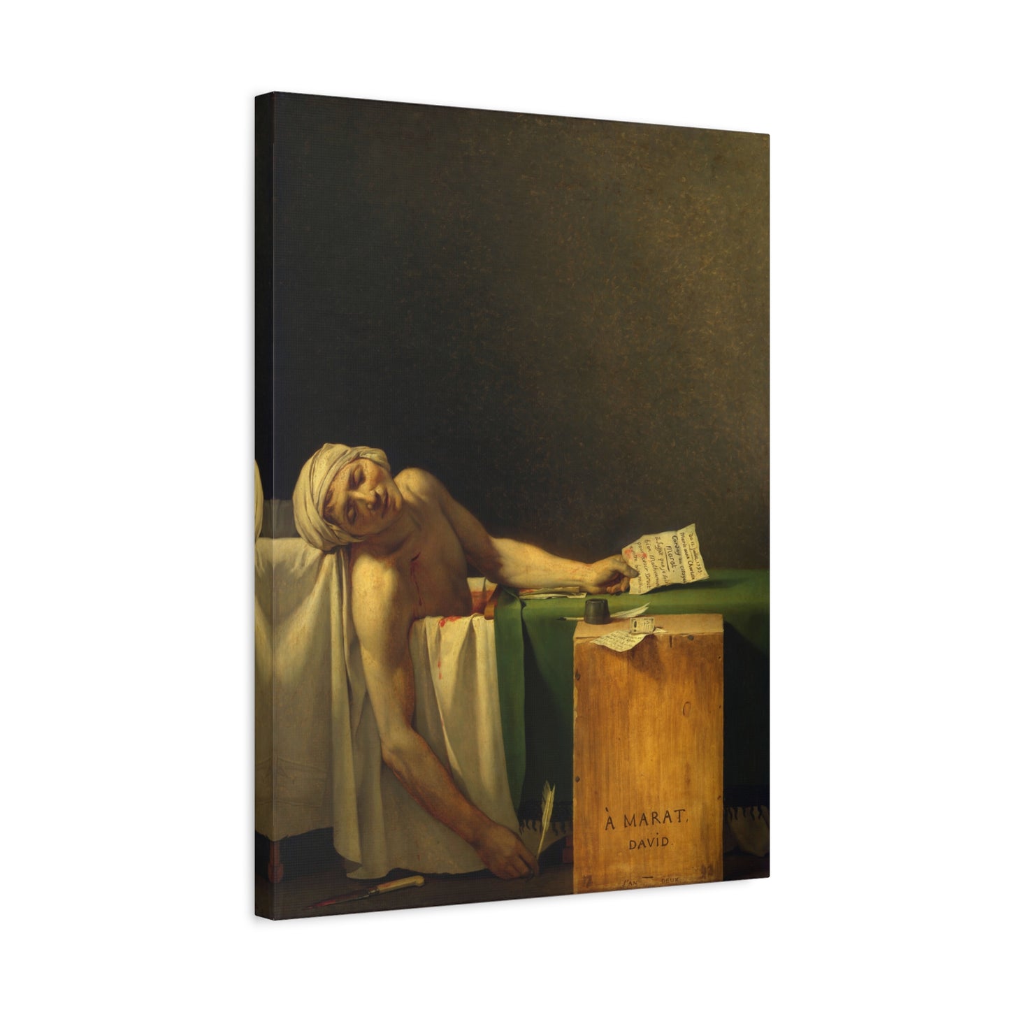 The Death of Marat - Jacques-Louis David (1793) - Stretched Canvas Print