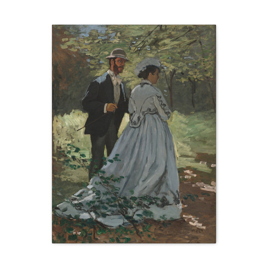 Bazille and Camille (Study for Déjeuner sur l’Herbe) - Claude Monet (1865) - Stretched Canvas Print