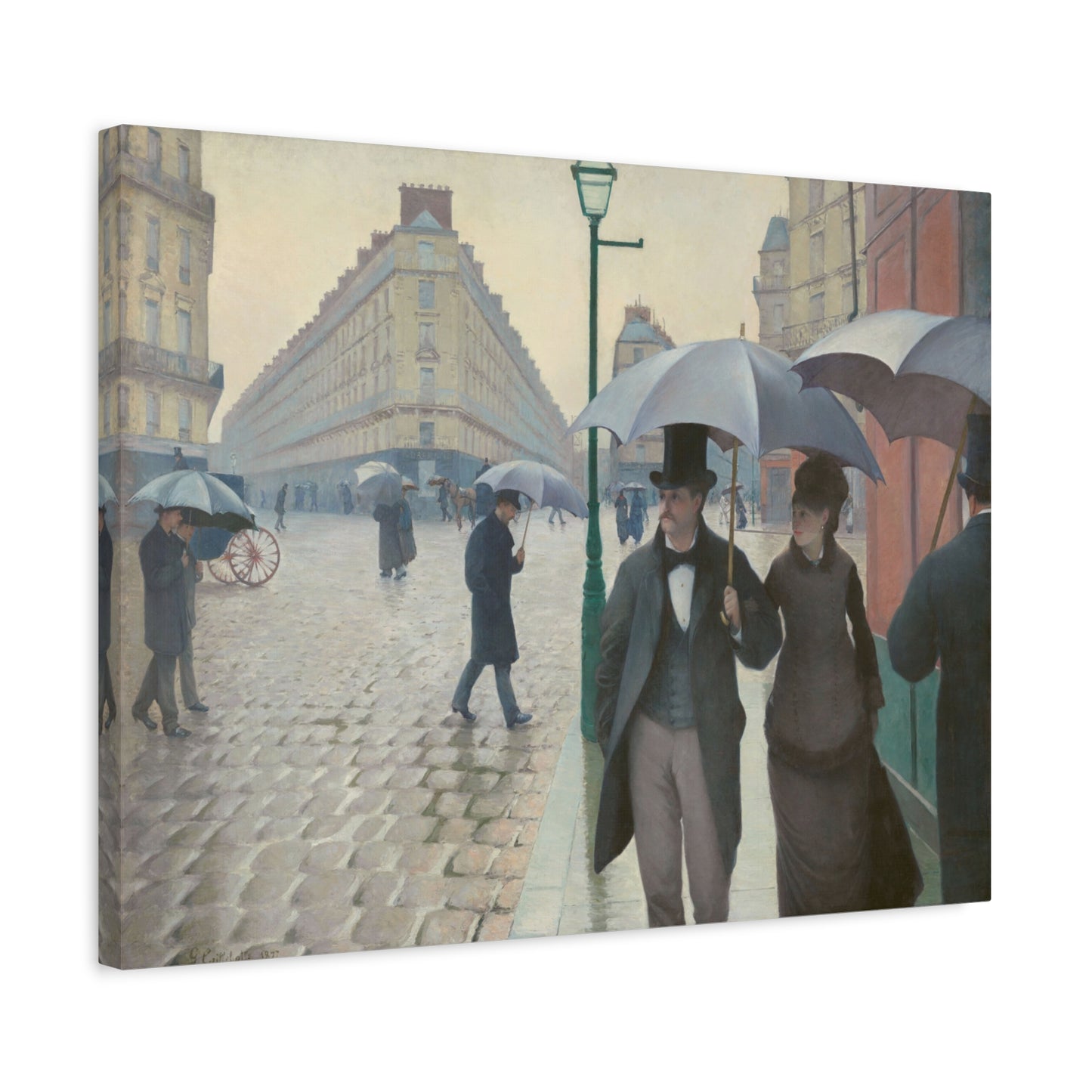 Rue de Paris, temps de pluie (Paris Street in Rainy Weather) - Gustave Caillebotte (1877) - Stretched Canvas Print
