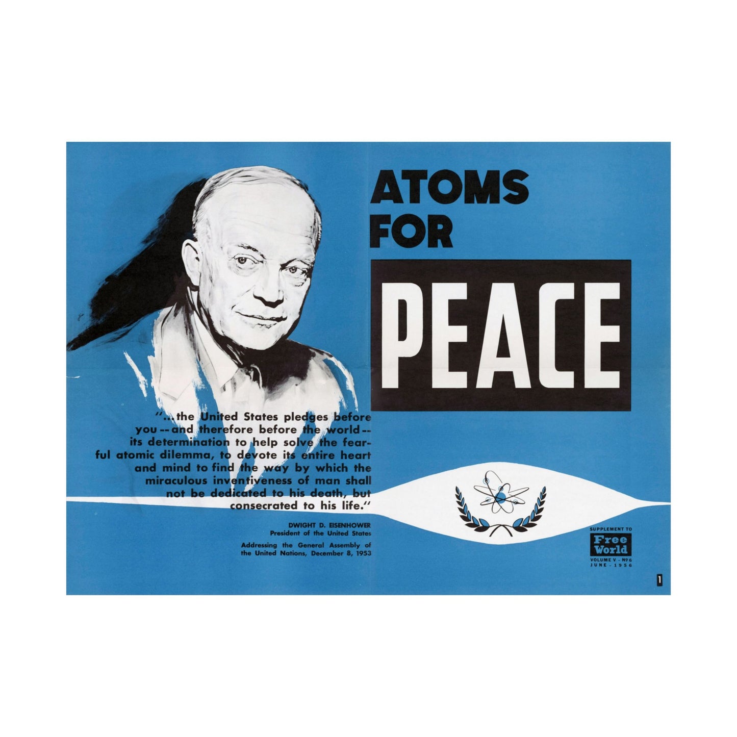 Atoms for Peace - 1950s Government Educational Art - Wall Poster Print