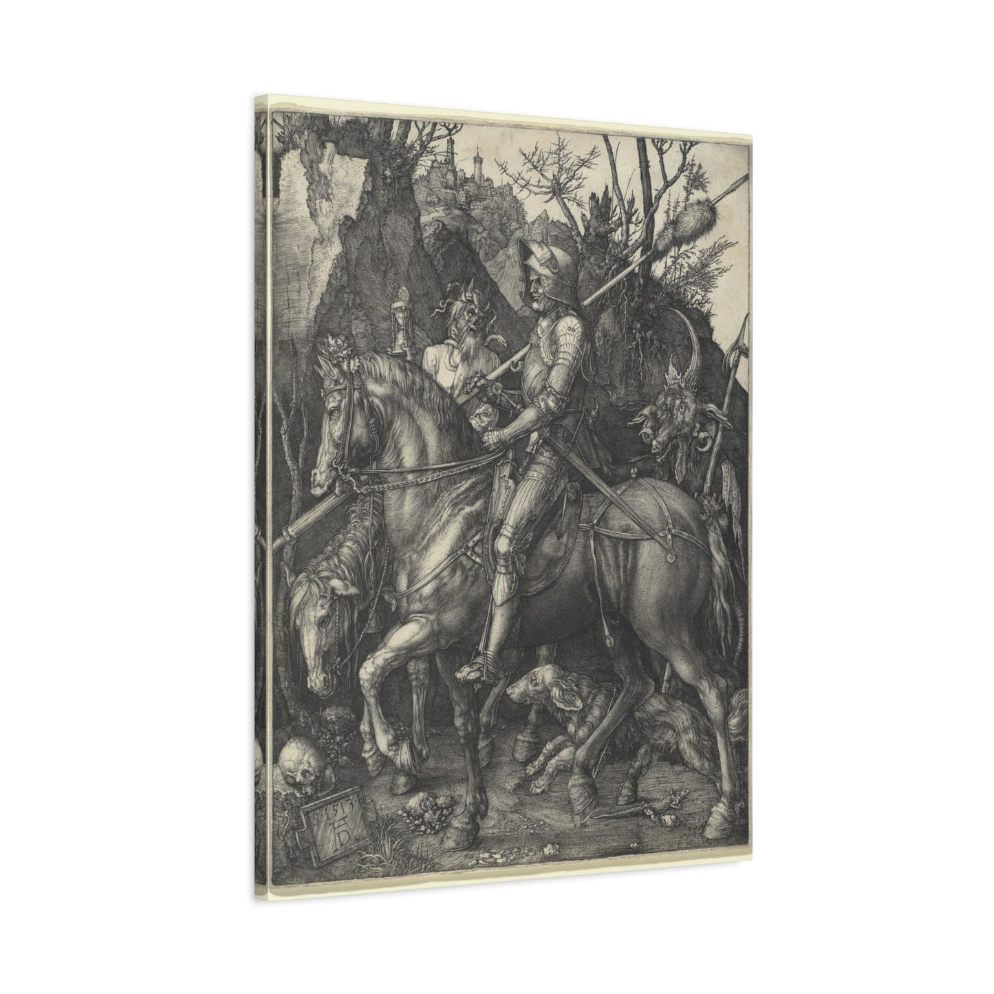 Knight, Death, and the Devil - Albrecht Dürer (1513) - Stretched Canvas Print
