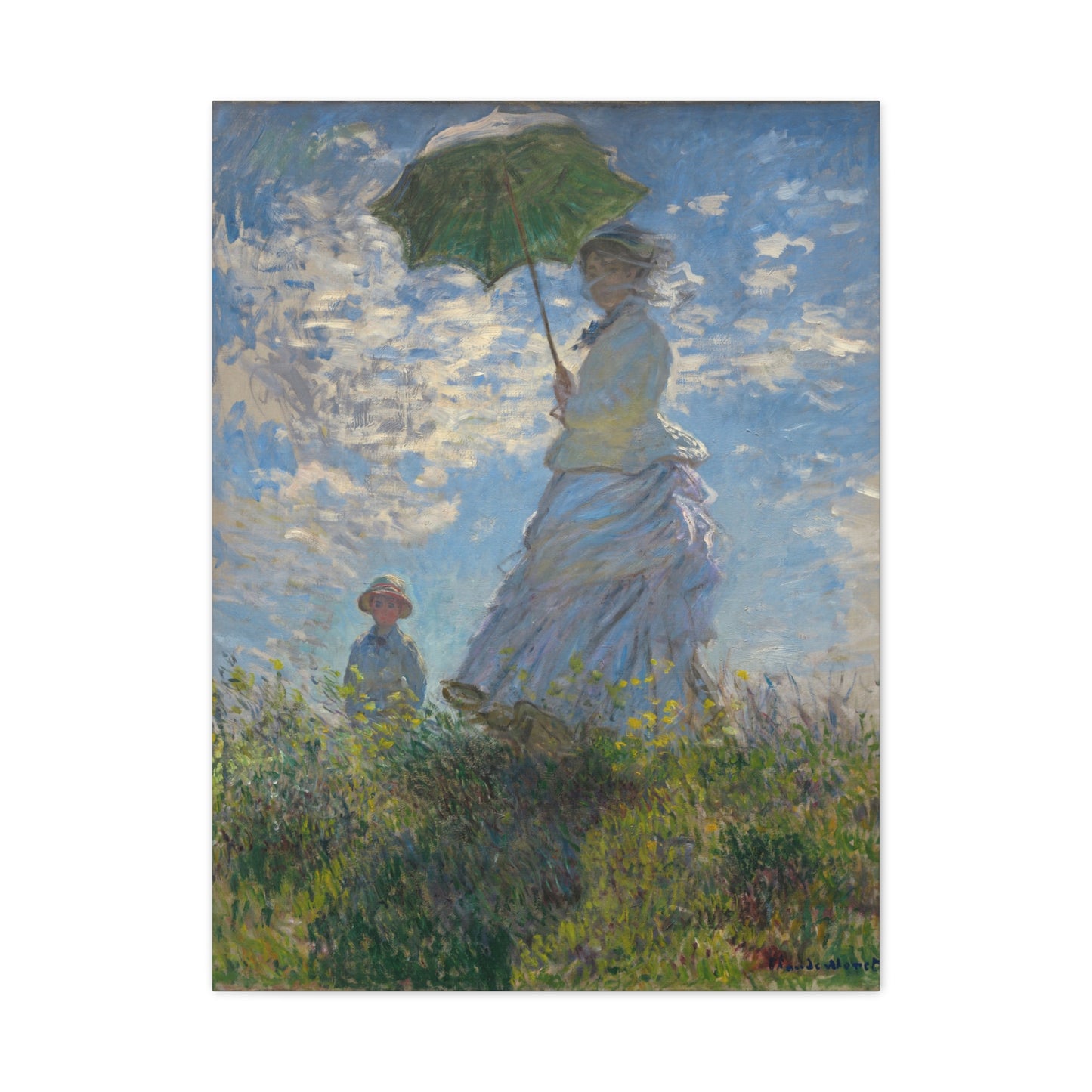 Woman with a Parasol - Madame Monet & Her Son - Claude Monet (1875) - Stretched Canvas Print
