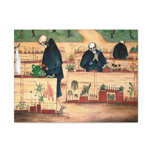 Garden of Death fresco at Tampere Cathedral - Hugo Simberg (1906) - Stretched Canvas Print