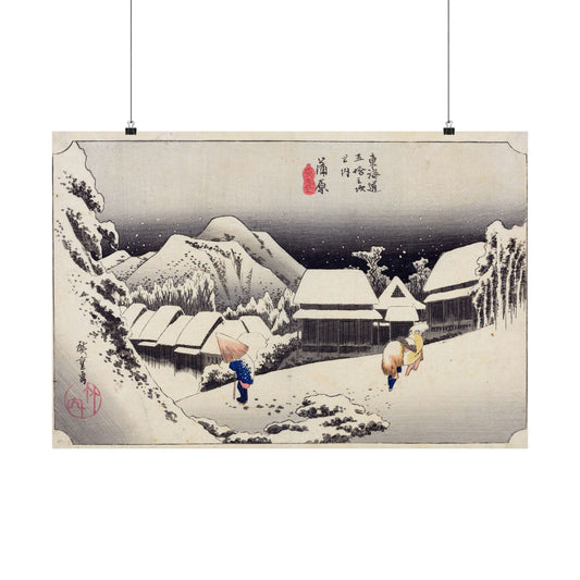 Night Snow at Kambara (Fifty-three Stations of the Tōkaidō) - Utagawa Hiroshige - Wall Poster Print