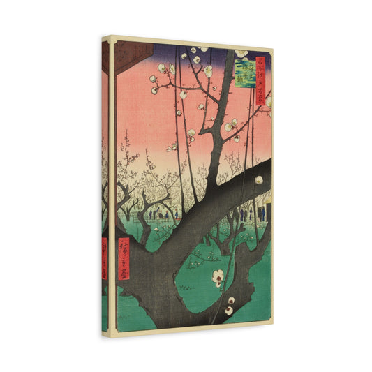 Plum Estate, Kameido (One Hundred Famous Views of Edo) - Utagawa Hiroshige - Japanese Art - Stretched Canvas Print