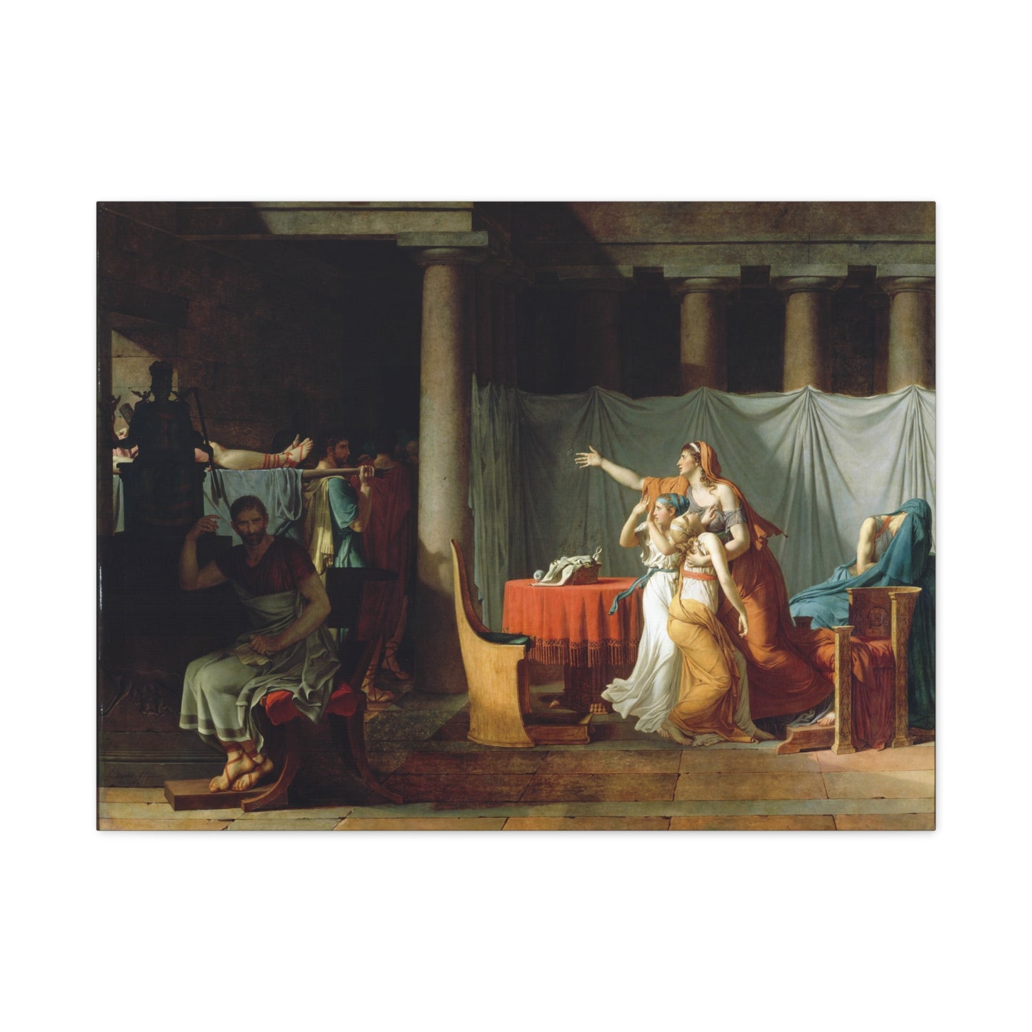 Lictors Bring Brutus the Bodies of His Sons - Jacques-Louis David (1789) - Stretched Canvas Print