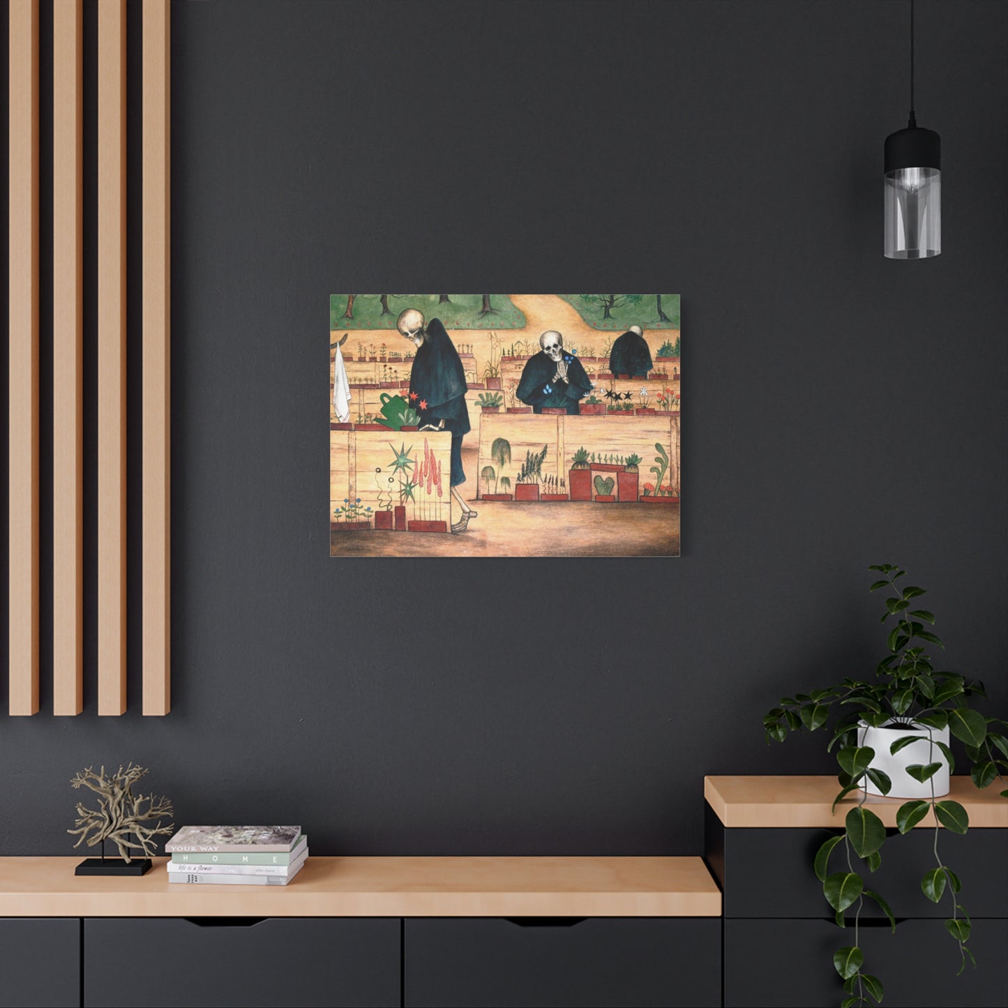 Garden of Death fresco at Tampere Cathedral - Hugo Simberg (1906) - Stretched Canvas Print