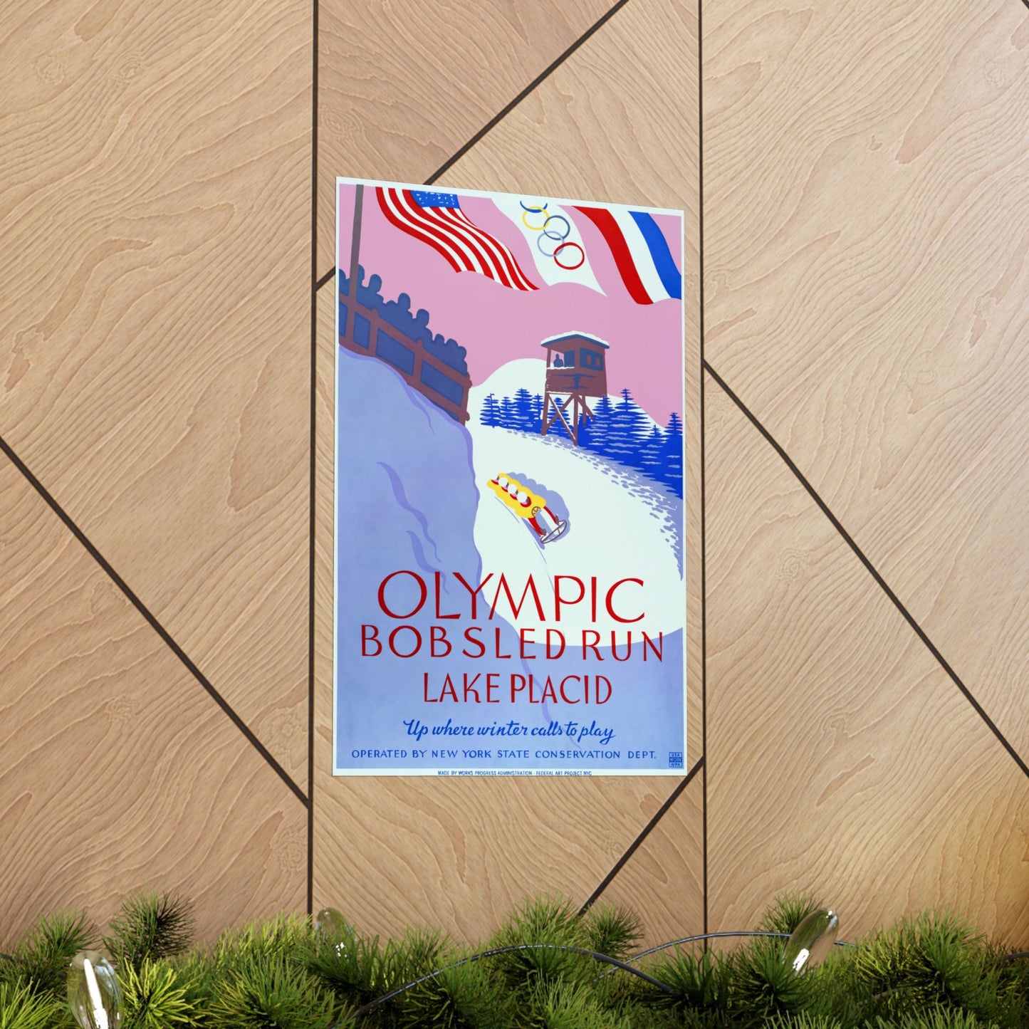 Lake Placid Olympic Bobsled Run - WPA poster (c. 1937) - Wall Poster Print