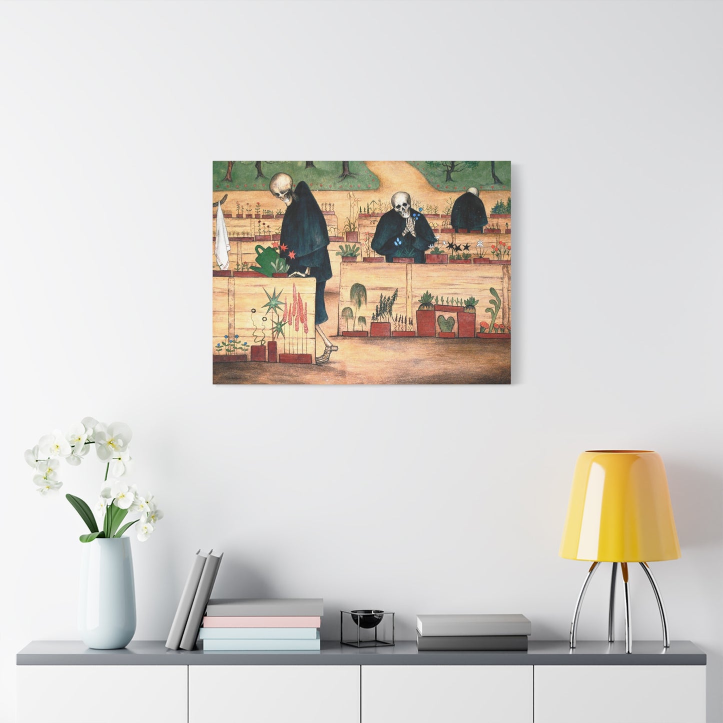 Garden of Death fresco at Tampere Cathedral - Hugo Simberg (1906) - Stretched Canvas Print