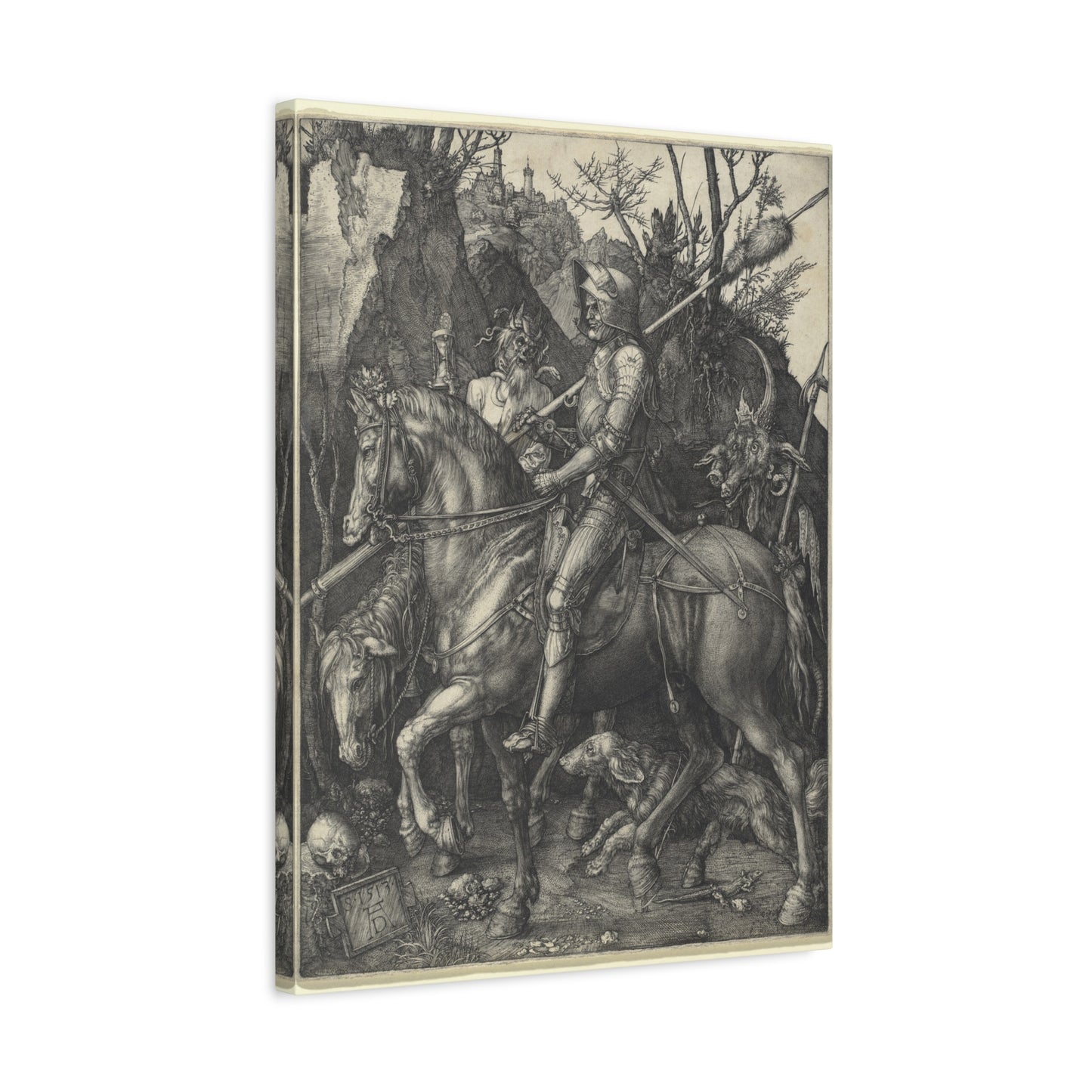 Knight, Death, and the Devil - Albrecht Dürer (1513) - Stretched Canvas Print