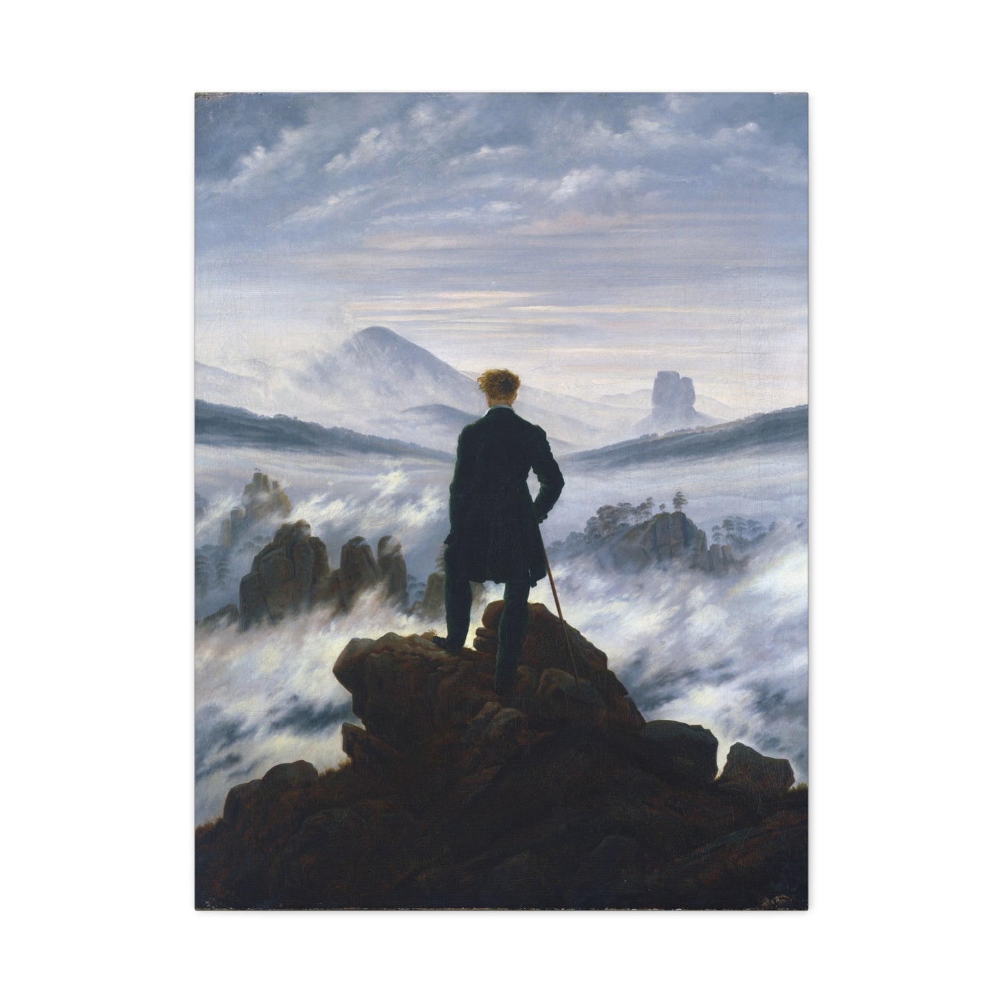 The Wanderer Above the Sea of Fog - Caspar David Friedrich (1818) - Stretched Canvas Print