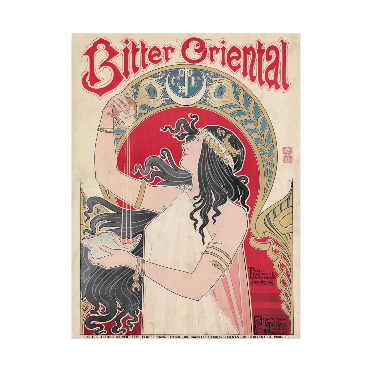 Bitter Oriental Ad - Henri Privat-Livemont (1897) - Wall Poster Print