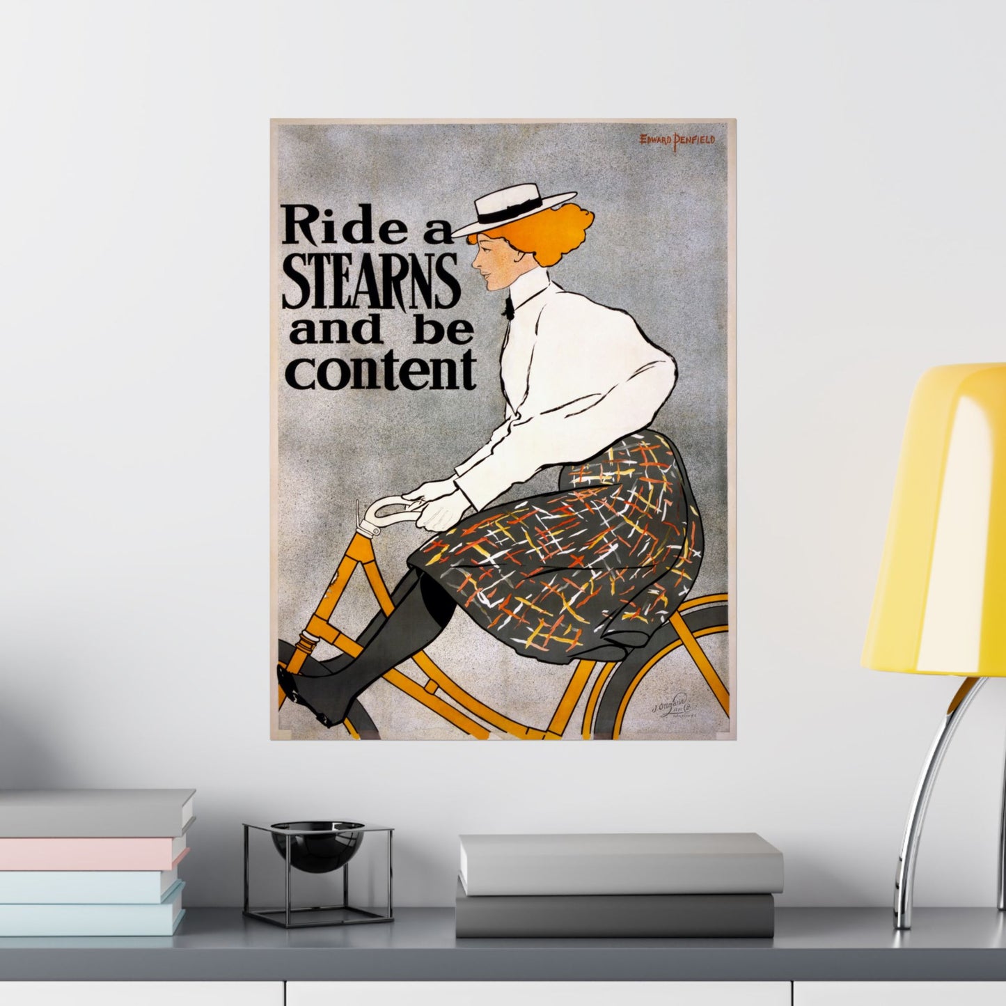 Ride a Stearns and Be Content ad - Edward Penfield (1896) - Wall Poster Print