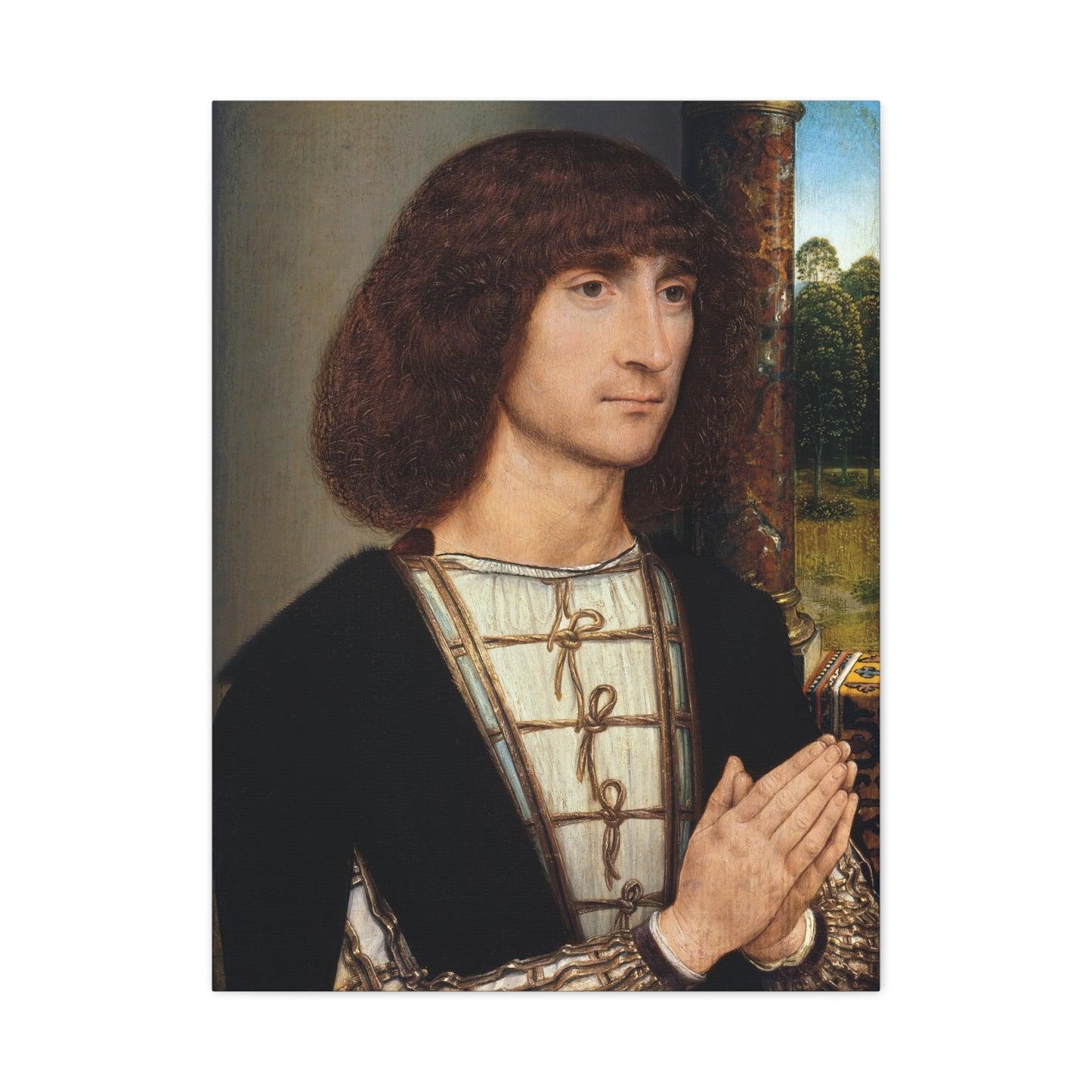 Portrait of a Young Man at Prayer - Hans Memling (c. 1485–1490) - Stretched Canvas Print